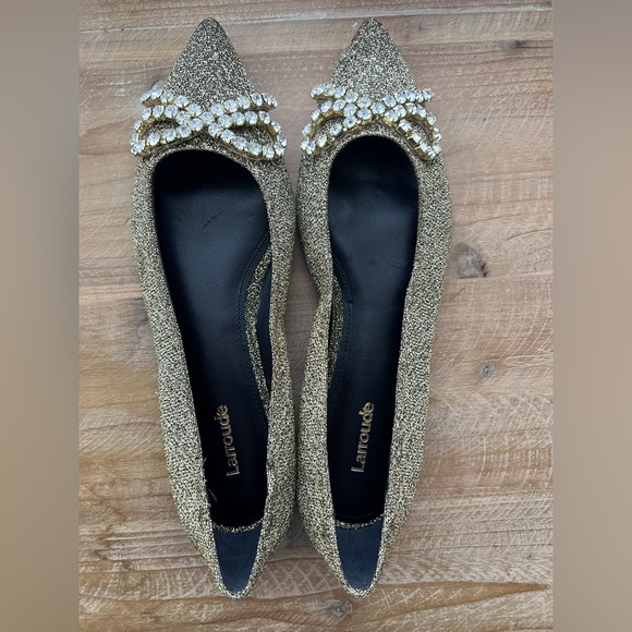 New Larroudé Lee Crystal-Embellished Lurex Flats Women’s Size 7.5 - Picture 7 of 10